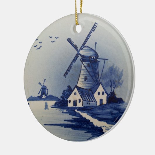 Blauw en Witte Delft Keramisch Ornament (Links)