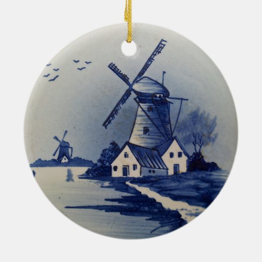 Blauw en Witte Delft Keramisch Ornament (Achterkant)