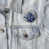 Blauw en Witte Delft Ronde Button 5,7 Cm (In situ)