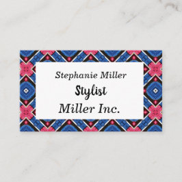 Blauw en Witte Diamant en Rode Cirkels Visitekaartje