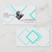 Blauw en witte diamanten portret visitekaartje (Voorkant / Achterkant)