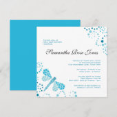 Blauw en witte dragonvlieg Elegant Baby shower Kaart (Voorkant / Achterkant)