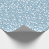 blauw en witte Floral Cadeaupapier (Hoek)