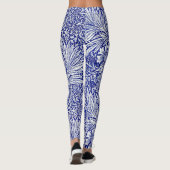  blauw en witte Floral Leggings (Achterkant)
