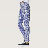  blauw en witte Floral Leggings (Links)