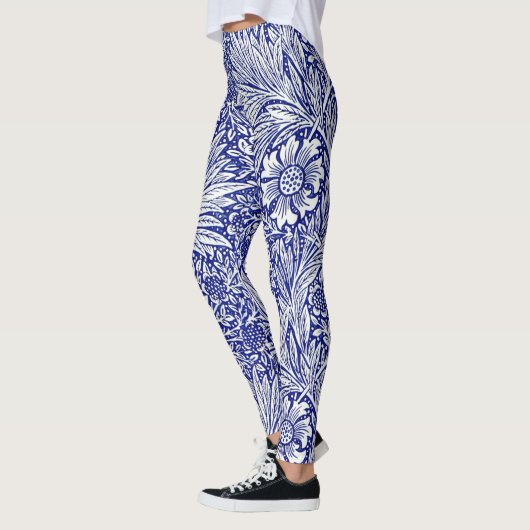  blauw en witte Floral Leggings (Links)