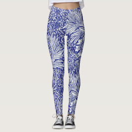  blauw en witte Floral Leggings