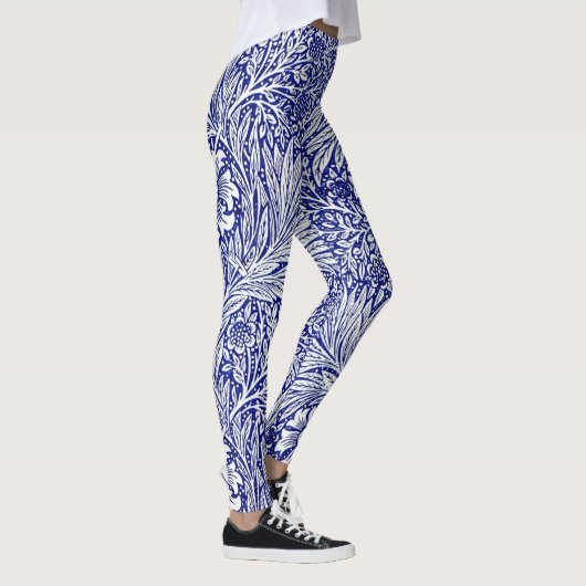  blauw en witte Floral Leggings (Rechts)