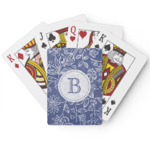  Blauw en Witte Floral Monogrammen