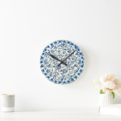  blauw en witte Floral Ronde Klok (Huis)