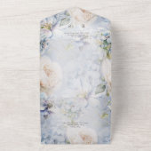 Blauw- en witte Floral Rustic Romantic No Dinner All In One Uitnodiging (Buitenkant)