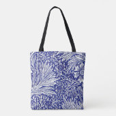 blauw en witte Floral Tote Bag (Achterkant)