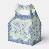 Blauw- en witte Floral Victoriaans Majolica Antiek Bedankdoosjes (Achterkant)