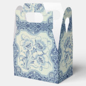 Blauw- en witte Floral Victoriaans Majolica Antiek Bedankdoosjes (Geopend)