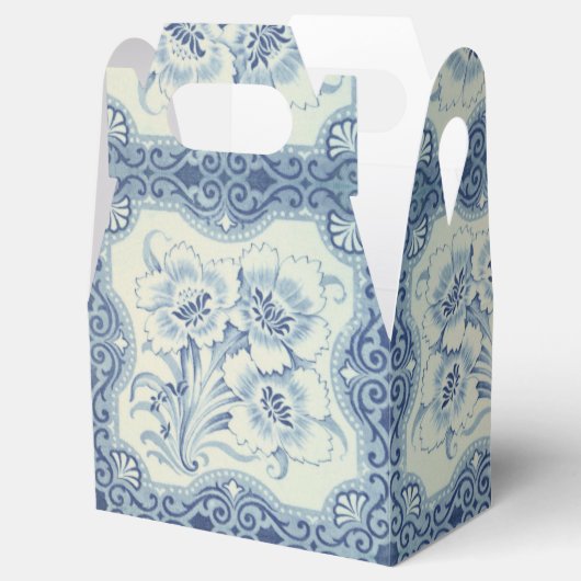 Blauw- en witte Floral Victoriaans Majolica Antiek Bedankdoosjes (Geopend)