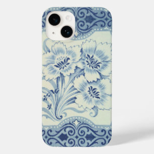 Blauw- en witte Floral Victoriaans Majolica Antiek Case-Mate iPhone 14 Hoesje