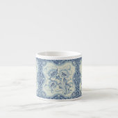 Blauw- en witte Floral Victoriaans Majolica Antiek Espresso Kop (Voorkant)