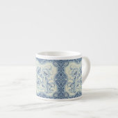 Blauw- en witte Floral Victoriaans Majolica Antiek Espresso Kop (Voorkant rechts)