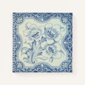 Blauw- en witte Floral Victoriaans Majolica Antiek Notitieboek (Voorkant)