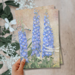 Blauw en Witte Floral Waterverf Dragonfly Tissuepapier