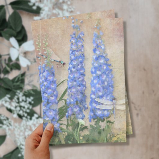  Blauw en Witte Floral Waterverf Dragonfly Tissuepapier