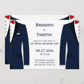 Blauw en witte gay trouwkaarten kaart (Voorkant / Achterkant)