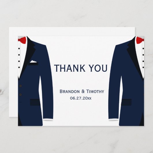 Blauw en witte gay trouwkaarten voor dankbetuiging bedankkaart (Voorkant / Achterkant)