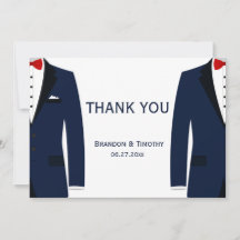 Blauw en witte gay trouwkaarten voor dankbetuiging