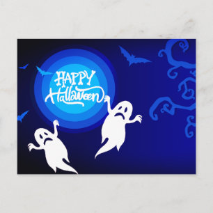 Blauw en Witte Griezels Halloween  Briefkaart