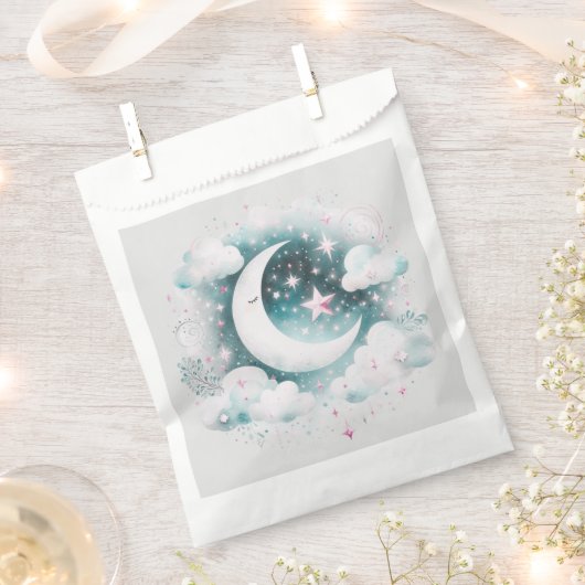Blauw en Witte Halve Maan Hemelse Boho Moderne Bedankzakje (Geknipt)