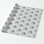 Blauw en Witte Halve Maan Hemelse Boho Moderne Cadeaupapier (Uitgerold)