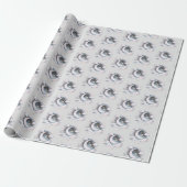 Blauw en Witte Halve Maan Hemelse Boho Moderne Cadeaupapier (Uitgerold)