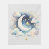 Blauw en Witte Halve Maan Hemelse Boho Moderne Fleece Deken (Voorkant)