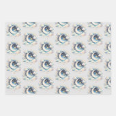 Blauw en Witte Halve Maan Hemelse Boho Moderne Inpakpapier Vel (Voorkant 2)