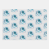 Blauw en Witte Halve Maan Hemelse Boho Moderne Inpakpapier Vel (Voorkant)
