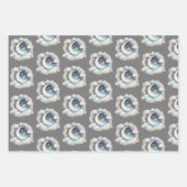 Blauw en Witte Halve Maan Hemelse Boho Moderne Inpakpapier Vel (Voorkant 2)