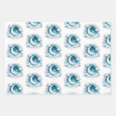 Blauw en Witte Halve Maan Hemelse Boho Moderne Inpakpapier Vel (Voorkant)