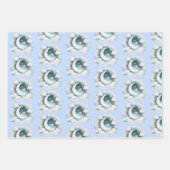 Blauw en Witte Halve Maan Hemelse Boho Moderne Inpakpapier Vel (Voorkant 2)