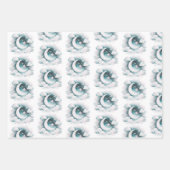 Blauw en Witte Halve Maan Hemelse Boho Moderne Inpakpapier Vel (Voorkant)
