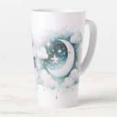 Blauw en Witte Halve Maan Hemelse Boho Moderne Latte Mok (Rechterhoek)