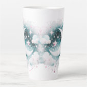 Blauw en Witte Halve Maan Hemelse Boho Moderne Latte Mok (Voorkant)