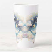 Blauw en Witte Halve Maan Hemelse Boho Moderne Latte Mok (Voorkant)