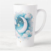 Blauw en Witte Halve Maan Hemelse Boho Moderne Latte Mok (Rechts)
