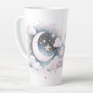 Blauw en Witte Halve Maan Hemelse Boho Moderne Latte Mok