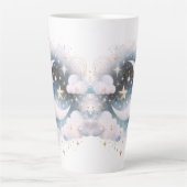 Blauw en Witte Halve Maan Hemelse Boho Moderne Latte Mok (Voorkant)