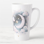Blauw en Witte Halve Maan Hemelse Boho Moderne Latte Mok (Rechts)