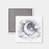 Blauw en Witte Halve Maan Hemelse Boho Moderne Magneet (Voorkant / Achterkant)