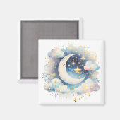 Blauw en Witte Halve Maan Hemelse Boho Moderne Magneet (Voorkant / Achterkant)
