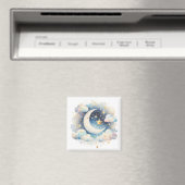 Blauw en Witte Halve Maan Hemelse Boho Moderne Magneet (Insitu (Vaatwasser))