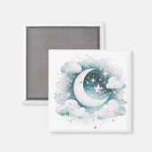 Blauw en Witte Halve Maan Hemelse Boho Moderne Magneet (Voorkant / Achterkant)